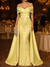 Mermaid / Trumpet Evening Gown Elegant Formal Dress Floor Length Sleeveless Off The Shoulder Sequined with Overskirt