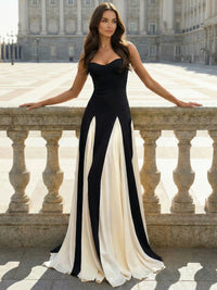 A-Line Evening Dresses Stretch Chiffon Floor Length Spaghetti Straps Shown Formal Gown with Ruffles