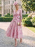 A-Line/Princess Mother Of The Bride Dresses 3/4 Sleeves V Neck Tea Length Sky Blue With Floral Patch