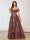 A-Line/Princess Leopard Prom Dress Off-Shoulder Sweetheart Floor-Length Formal Dresses with High Split