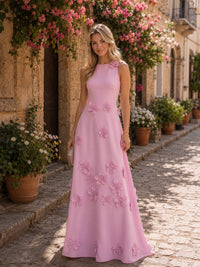 A Line/Princesses Evening Dress Floral Sleevelss Evening Dress Corset Floor-Length Dress