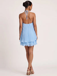 A-Line/Princess Homecoming Dresses Chiffon Halter With 3D Flower Sleeveless Short Layered Ruffles Bowknot