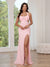 Sheath/Column Glitter Prom Dress Halter Floor-Length Asymmetrical Open Back Dress With Side Split&Sequins