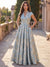 A-Line Evening Gown Elegant Floral Dress Cape Sleeve Jacquard Satin Ruched Mother of the Bride Dresses