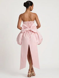 Short Ballgown Homecoming Dresses Satin Strapless Sleeveless Mini Bubble Dress Boning Lace-Up With Bow