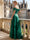 A Line/Princesses Evening Gown Elegant Off the Shoulder Floor-Length Emerald Green Formal Dress