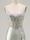 Trumpet/Mermaid Prom Dresses Basque Waist Satin Sweetheart Floor-Length Formal Corset Floral Dress With Beads&Ruffled Slit&Sequins