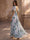 A Line/Princesses Floral Evening Dress Ruched Elegant Light Blue Floral Chiffon V Neck Short Sleeves Floor-length Casual Wedding Guest Dress