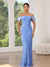 Sheath/Column Prom Dresses Sequins Off Shoulder Floor-length Sleeveless with Strap Bow