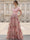 A-Line/Princess Floral Evening Dress Short Sleeves Floor-Length V Neck Ruched Satin Bodice Mother of the Bride & Groom Dresses