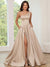 A-Line/Princess Prom Dresses Satin One-Shoulder Neck Sleeveless Floor-Length Elegant Prom Dress with Side Split