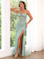 Trumpet/Mermaid Green Sequins Prom Dress Sweetheart Sleeveless Floor-length Corset Dress With Side Split&Tulle