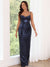 Sheath/Column Long Sequins Prom Dresses Sequins Spaghetti Straps Sleeveless Floor-length With Back Split