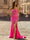 Sheath/Column Grown Prom Dresses Strapless Sweetheart Sleeveless Floor-Length Spandex Rhinestones Dresses with Front Split
