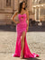 Sheath/Column Grown Prom Dresses Strapless Sweetheart Sleeveless Floor-Length Spandex Rhinestones Dresses with Front Split