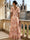 A Line/Princesses Evening Dresses Ruched Floral Chiffon Lantern Sleeves Floor-Length Pleated Formal Dress Wedding Guest Dresses