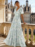 A Line/Princesses Evening Dresses Ruched Floral Chiffon Lantern Sleeves Floor-Length Pleated Formal Dress Wedding Guest Dresses