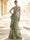Sheath/Column Evening Gown Elegant Jacquard Floral Dress Prom Floor Length Sleeveless One Shoulder Ruffle with Slid Split Green Wedding Guest Dress