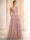 A-Line/Princess Evening Dresses Floral V Neck Sleeveless Tulle Formal Floor Length Dresses with Floral Emboridary Pocket