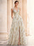 A-Line/Princess Evening Dresses Floral V Neck Sleeveless Tulle Formal Floor Length Dresses with Floral Emboridary Pocket