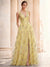 A-Line/Princess Evening Dresses Floral V Neck Sleeveless Tulle Formal Floor Length Dresses with Floral Emboridary Pocket