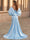 Sheath/Column Elegant Evening Dresses Satin Corset Off The Shoulder Floor-Length Formal Dress With Big Back Bowknot