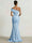 Mermaid Prom Dresses Jacquard One Shoulder Short Sleeve Floor-length Formal Floral Dress With Asymmetric Draped Panel