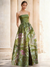A-Line/Princesses Elegant Evening Dress Jacquard Floral Dress Strapless Elegant Dress Floor Length Pockets