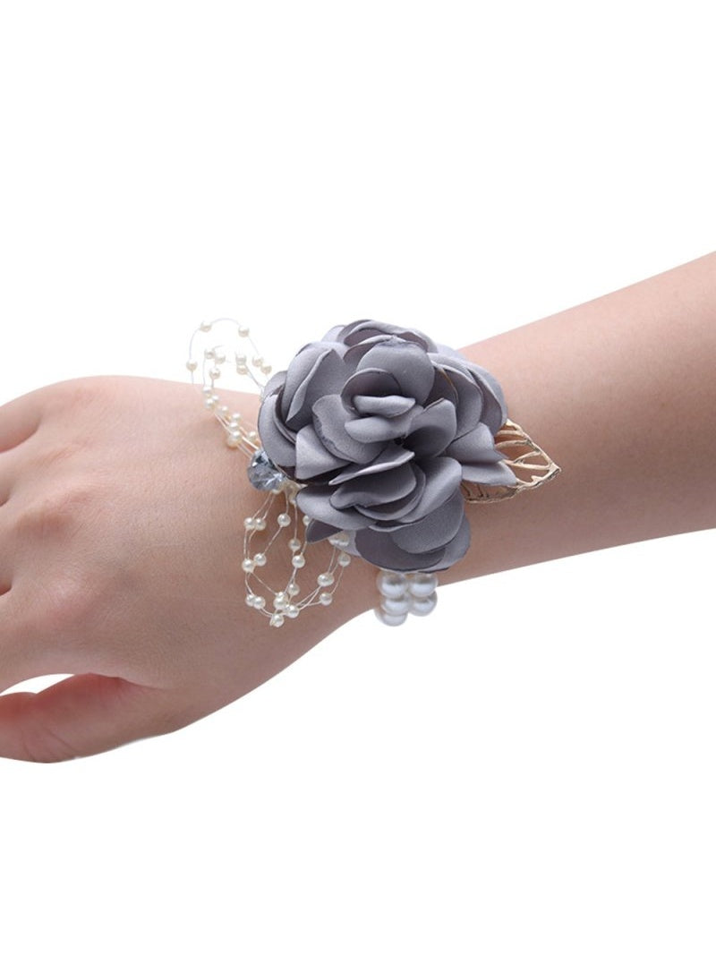 Prom Wedding Flowers Artificial Silk Roses Wrist Corsages