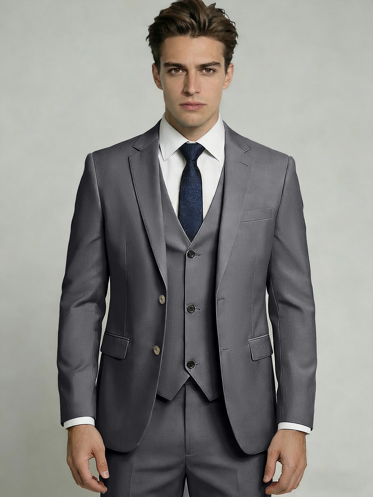 Men's Formal Three-Piece Suit Tailored Fit with Matching Vest Single-Breasted Notched Lapel Formal Tuxedo Formal Wedding Suits&Weeding Guest Suits