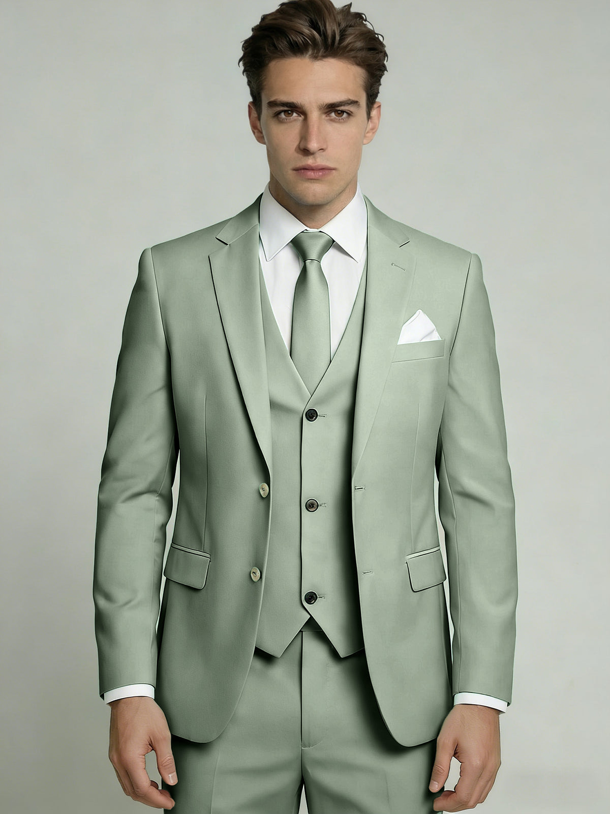 Men's Formal Three-Piece Suit Tailored Fit with Matching Vest Single-Breasted Notched Lapel Formal Tuxedo Formal Wedding Suits&Weeding Guest Suits