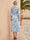 Sheath/Column Elegant Cocktail Floral Formal Dress Tea Length Long Sleeves V Neck with Corset