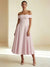 A-Line/Princess Elegant Cocktail Dress Off-The-Shoulder Sleeveless Tea-Length Stretch Crepe Ruched Dress