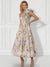 A-Line/Princess Elegant Cocktail Dress One Shoulder Tea-Length Floral Embroiery Dress Formal Wedding Guest Ruffles