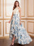 A-Line Cocktail Dress Asymmetrical Floor Length Floral Formal Dress Sleeveless Boat Neck Elegant Cocktail Dress