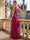 A-Line/Princesses Evening Formal Dress Pleated Floor Length SleevFuchsiaeless Rhinestone V Neck Mother Of The Bride Dress
