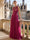 A-Line/Princesses Evening Formal Dress Pleated Floor Length SleevFuchsiaeless Rhinestone V Neck Mother Of The Bride Dress