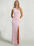 Sheath/Column Elegant Wedding Guest Dress One-Shoulder Sleeveless Floor-Length Wedding Guest Dresses with Side Split