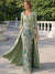 Sheath Mother Of The Bride Dress Evening Dresses Satin V-neck Floor Length 1/2 sleeves Watteau Train Sequins