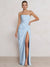 A-Line/Princess Prom Dresses Strapless  Floor-Length Side Split With Pleats&Back Lace-Up Long Prom Dresses