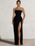 A-Line/Princess Prom Dresses Strapless  Floor-Length Side Split With Pleats&Back Lace-Up Long Prom Dresses