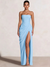 A-Line/Princess Prom Dresses Strapless  Floor-Length Side Split With Pleats&Back Lace-Up Long Prom Dresses