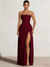 A-Line/Princess Prom Dresses Strapless  Floor-Length Side Split With Pleats&Back Lace-Up Long Prom Dresses
