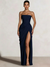 A-Line/Princess Prom Dresses Strapless  Floor-Length Side Split With Pleats&Back Lace-Up Long Prom Dresses