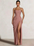 A-Line/Princess Prom Dresses Strapless  Floor-Length Side Split With Pleats&Back Lace-Up Long Prom Dresses