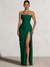 A-Line/Princess Prom Dresses Strapless  Floor-Length Side Split With Pleats&Back Lace-Up Long Prom Dresses