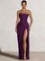 A-Line/Princess Prom Dresses Strapless  Floor-Length Side Split With Pleats&Back Lace-Up Long Prom Dresses