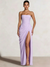 A-Line/Princess Prom Dresses Strapless  Floor-Length Side Split With Pleats&Back Lace-Up Long Prom Dresses