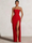 A-Line/Princess Prom Dresses Strapless  Floor-Length Side Split With Pleats&Back Lace-Up Long Prom Dresses