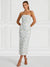 Sheath/Colum Cocktail Dresses Printed Satin Wedding Guest Ankle-Length Strapless With Bowknot Sleeveless Evening Dresses